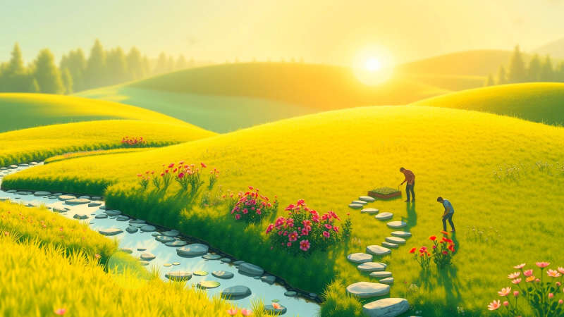 Un jardín floreciente irradia paz y conexión