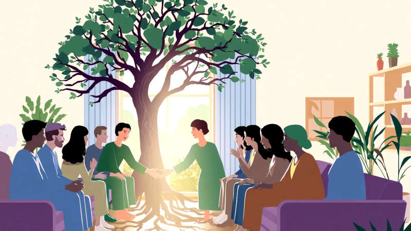 Ilustración serena y armoniosa de conexión humana