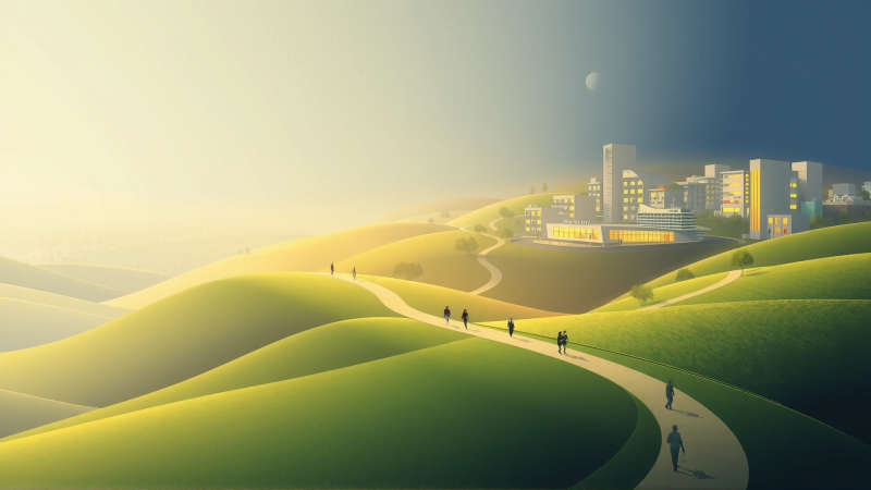 Un paisaje urbano futurista
