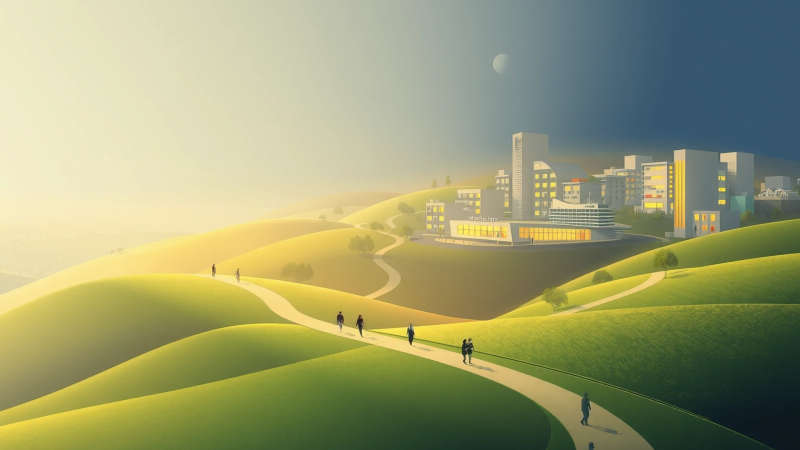 Un paisaje urbano futurista