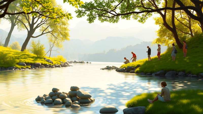 Paz serena en un paisaje conectado