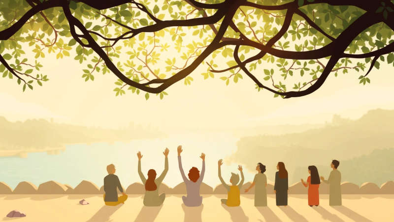 Paz y conexión en un paisaje sereno