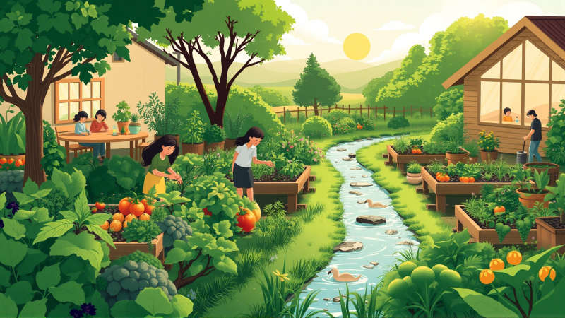 Un jardín comunitario irradia abundancia y armonía