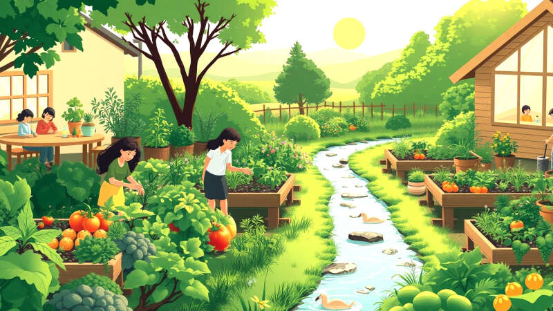 Un jardín comunitario irradia abundancia y armonía