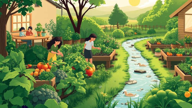 Un jardín comunitario irradia abundancia y armonía