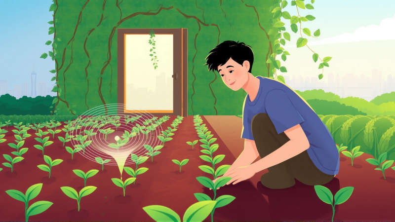 Crecimiento esperanzador en un jardín tranquilo