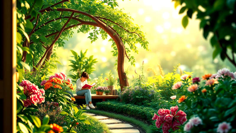 Jardín luminoso evoca paz y crecimiento