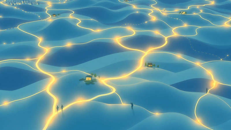 Un mapa estilizado irradia conexión y serenidad