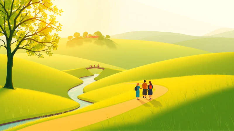 Paz y conexión en un paisaje ideal
