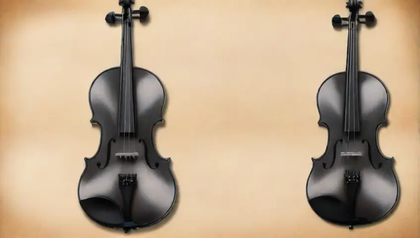 Los trazos de grafito destacan las curvas elegantes del violín y la viola, creando una composición armoniosa que resalta su sonido y diseño