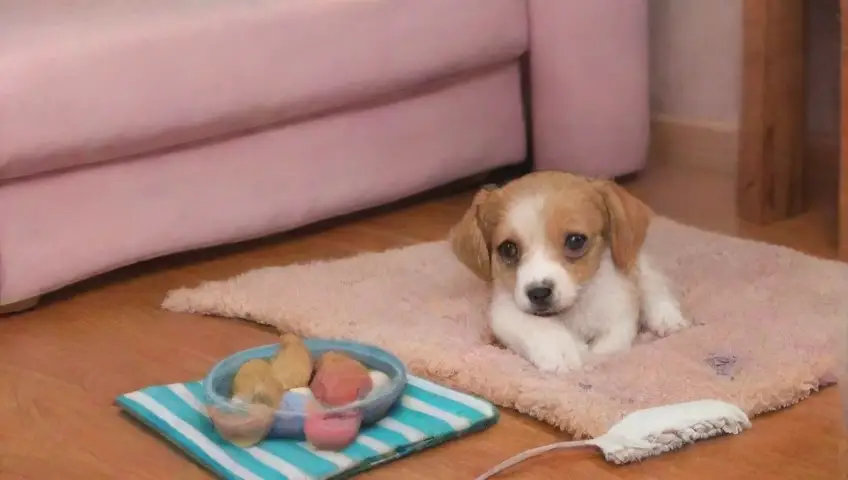 Dueño preocupado acaricia a su perro en un acogedor salón