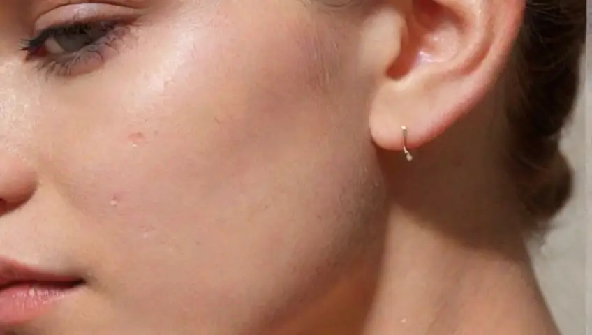 Ilustración detallada y cuidadosa de un piercing con énfasis en la limpieza y el cuidado