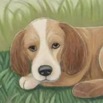 Una escena serena con un perro relajado en un entorno suave y acogedor