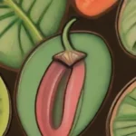 Dibujo vibrante con Garcinia Cambogia realista y composición dinámica