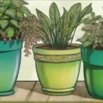 Composición artística de plantas con hojas verdes